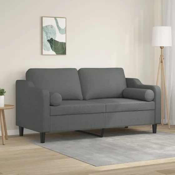 2-personers sofa 140 cm stof mørkegrå med pyntepuder