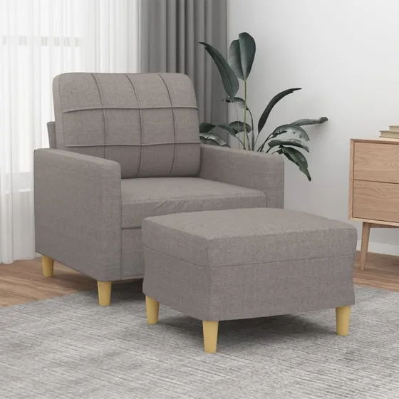 Sofastol med fodskammel 60 cm stof - Gråbrun