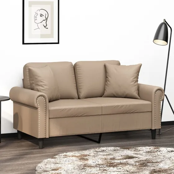 2-personers sofa 120 cm i kunstlæder cappuccino