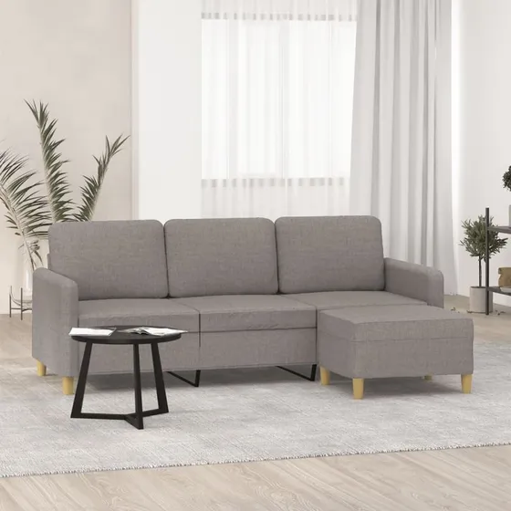 3-personers sofa med fodskammel 180 cm – gråbrun stof