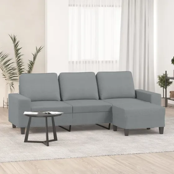 Lysegrå 3-personers sofa med fodskammel 180 cm