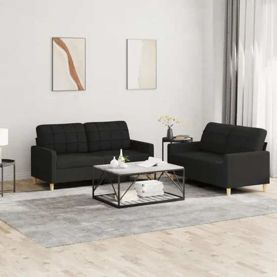 Sofasæt 2 dele i sort stof