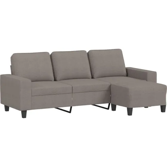 3-personers sofa med fodskammel 180 cm - Grbrun stof