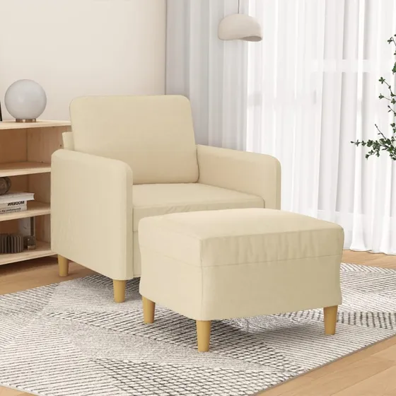 Sofastol med fodskammel 60 cm - creme stof