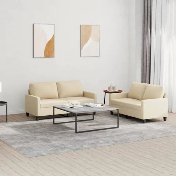 Sofasæt 2 dele i creme stof - komfortabelt og holdbart