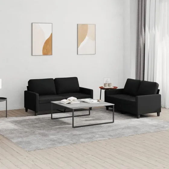 Sofasæt 2 dele med hynder - sort stof