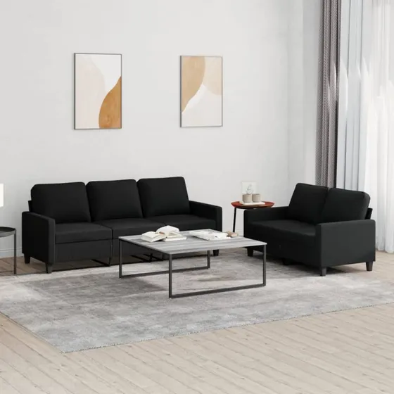 Sofasæt 2 dele i sort stof med hynder
