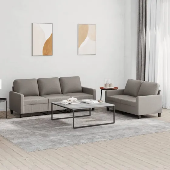 Sofasæt 2 dele med hynder i gråbrun polyester