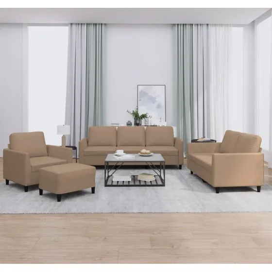 Sofasæt 4 dele med hynder i cappuccino kunstlæder