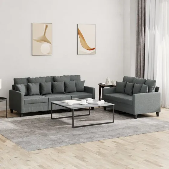 Sofasæt 2 dele med hynder i mørkegrå stof
