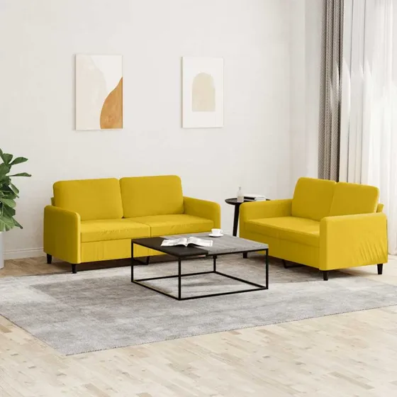 Sofasæt 2 dele gul velour