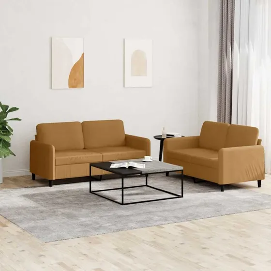 Sofasæt 2-dele i brun velour – komfort og robust design