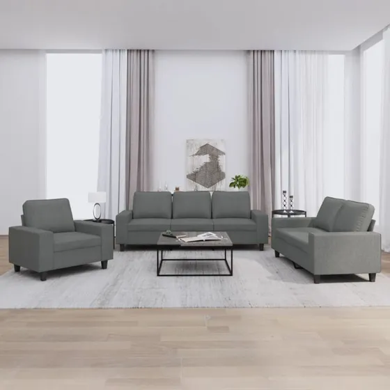 3-dele sofasæt i stof mørkegrå
