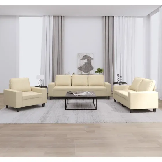 Sofasæt 3 dele i creme stof