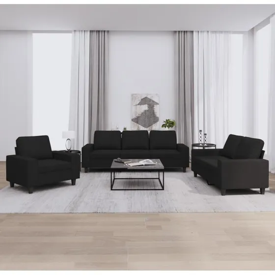 Sofasæt 3 dele i sort stof – komfort & holdbarhed