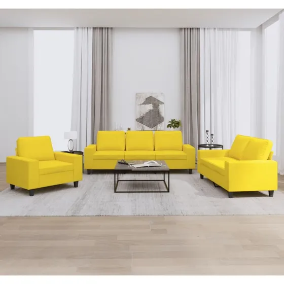 Sofasæt 3 dele i lysegult stof - Komfort & holdbarhed