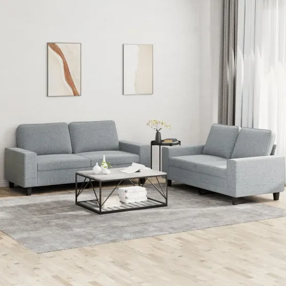 Sofasæt 2 dele i lysegrå stof