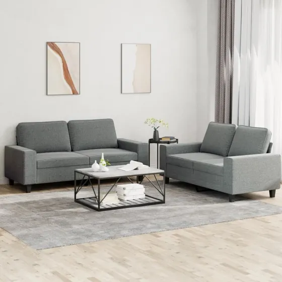 Sofasæt 2 dele i mørkegrå stof
