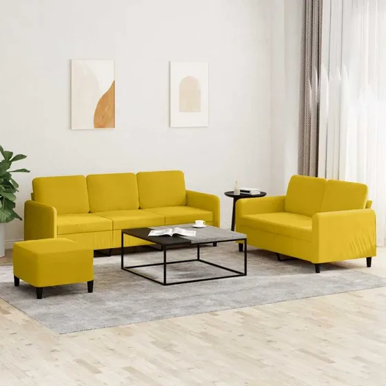 Sofasæt 3 dele velour gul