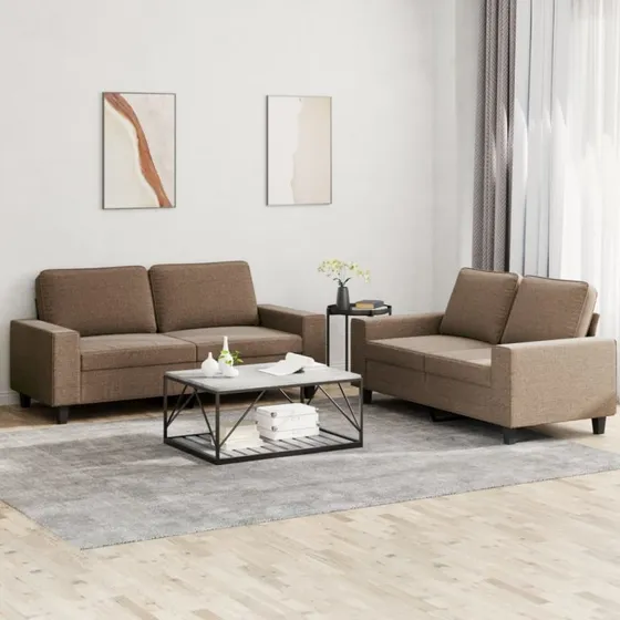 Sofasæt 2 dele i brun polyester – komfort og holdbarhed