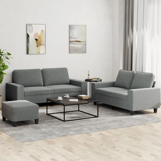 3-personers sofasæt i mørkegråt stof