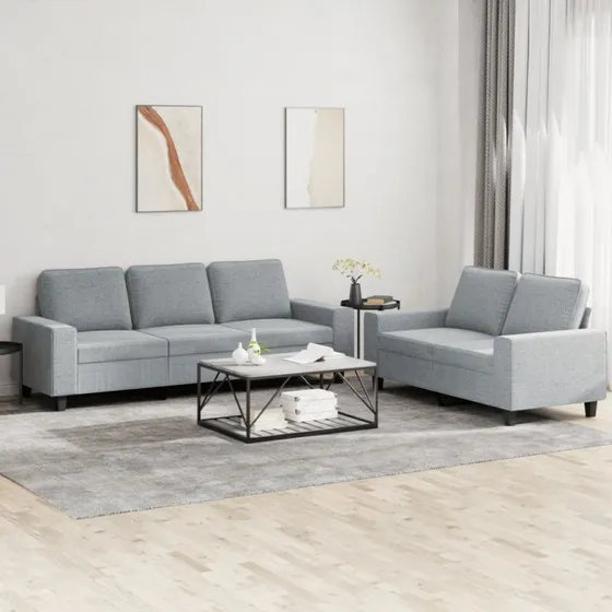 Sofasæt 2 dele i stof, lysegrå