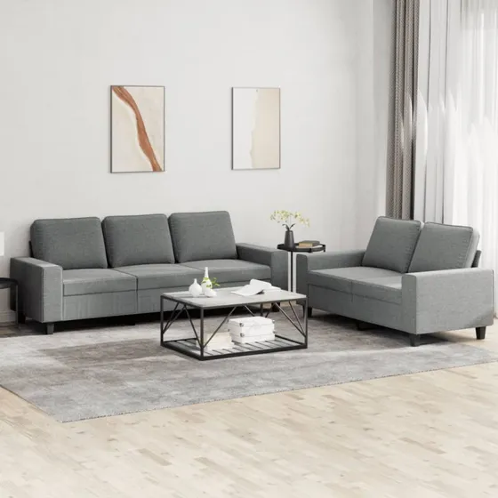 Sofasæt 2 dele i mørkegråt stof