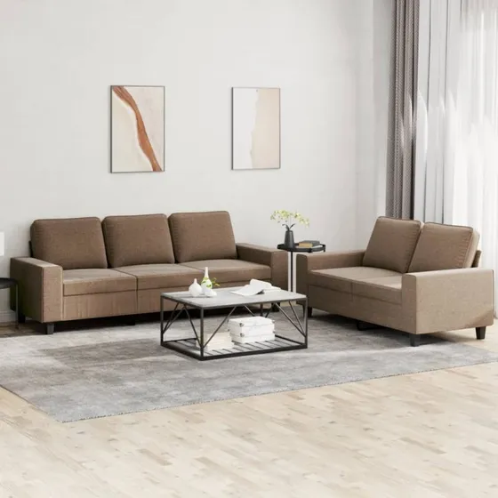 Sofasæt 2 dele stof brun - komfortabel & robust
