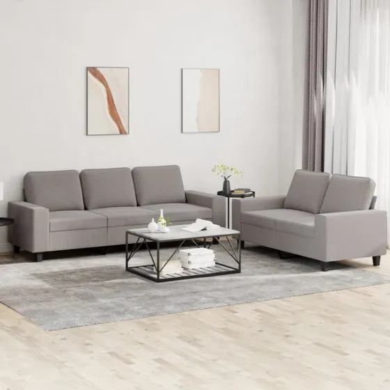Sofasæt 2 dele i stof, gråbrun