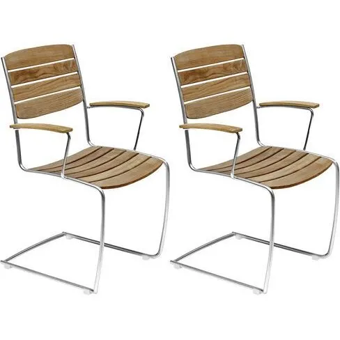 Spring Armlænsstol Teak & Stål, 2-pak