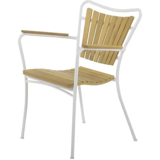 Marguerit Havestol - teak/hvid