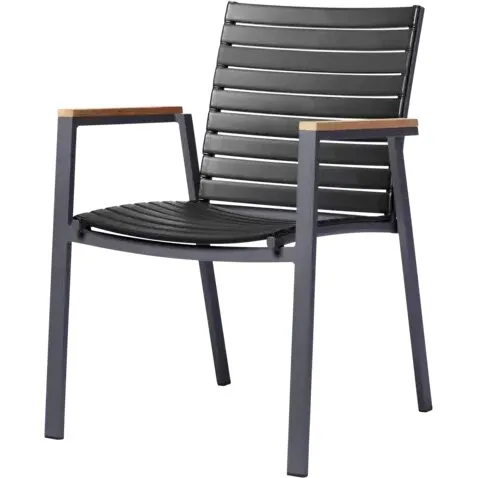 Cinas Mood Extreme havestol, sort med teak armlæn