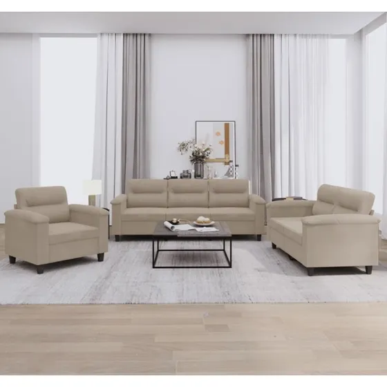 Sofasæt 3 dele med hynder i mikrofiber (gråbrun)