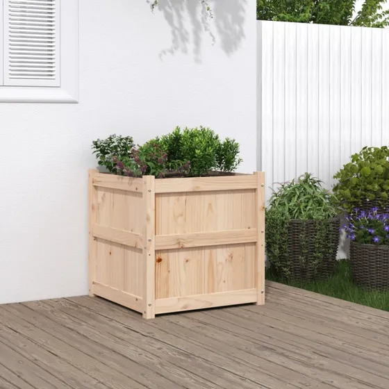 Plantekasse i massivt fyrretræ 60x60x60 cm