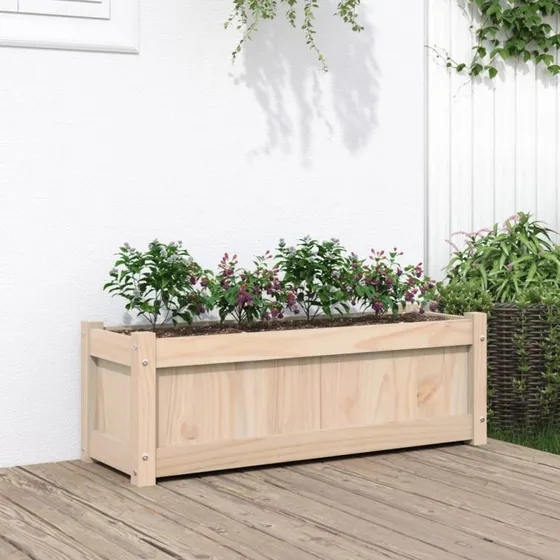 Plantekasse i massivt fyrretræ 90x31x31 cm