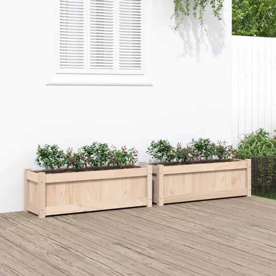 Plantekasser 2 stk. i massivt fyrretræ - naturlook