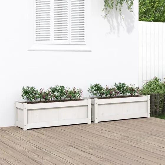 Plantekasser 2 stk. i massivt fyrretræ – hvid