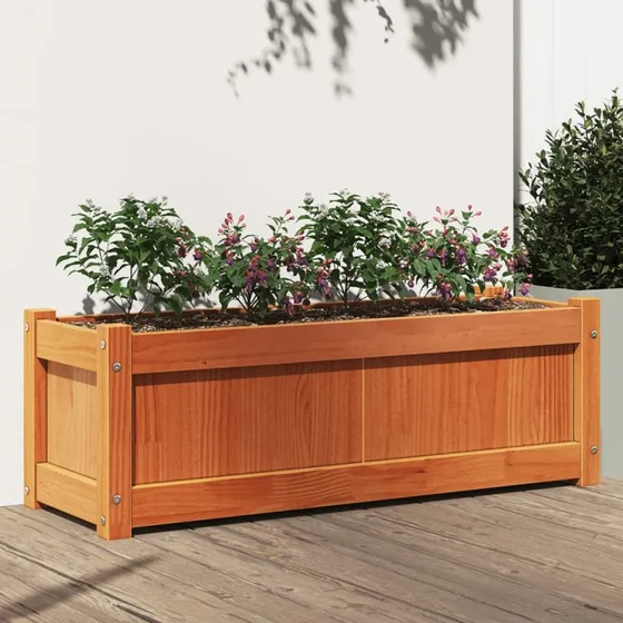 Plantekasse i massivt fyrretræ 90×31×31 cm - gyldenbrun