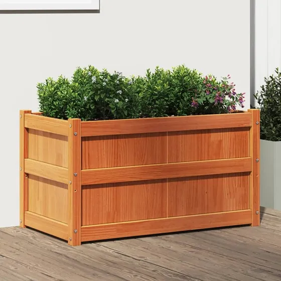 Plantekasse i massivt fyrretræ 90×50×50 cm, gyldenbrun