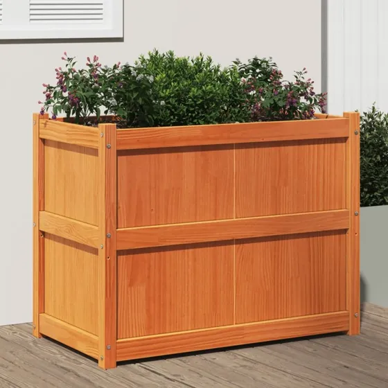 Plantekasse i massivt fyrretræ 90×50×70 cm – gyldenbrun