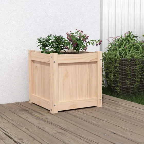 Plantekasse i massivt fyrretræ 40×40×40 cm