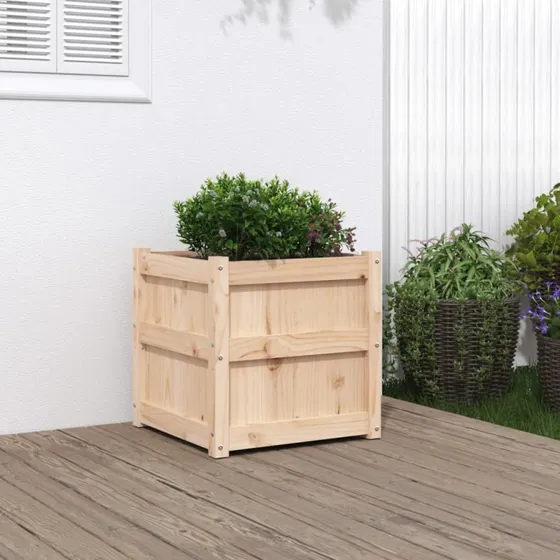 Plantekasse i massivt fyrretræ 50x50x50 cm