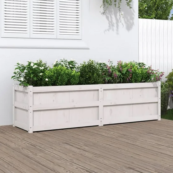 Plantekasse i fyrretræ 180x50x50 cm – hvid