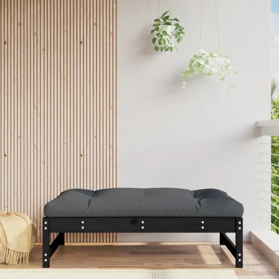Udendørs fodskammel 120x80 cm i massivt fyrretræ, sort