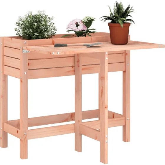 Plantekasse med foldbar bordplade i douglasgran