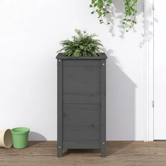 Plantekasse i massivt fyrretræ 40x40x78 cm – grå