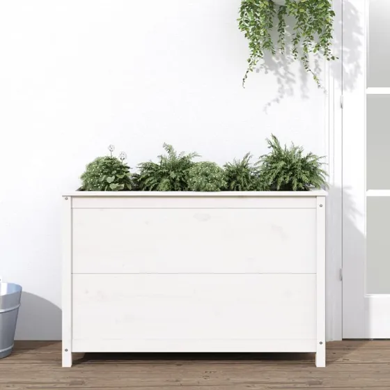 Højbed i massivt fyrretræ 119,5x40x78 cm, hvid