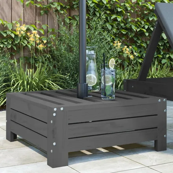 Skjuler til parasolfod i massivt fyrretræ, grå