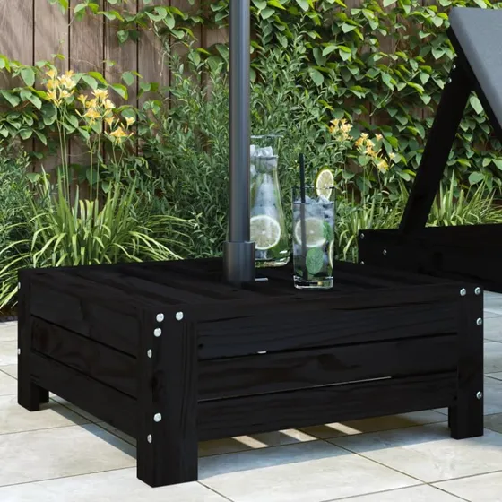 Skjuler til parasolfod i massivt fyrretræ – sort