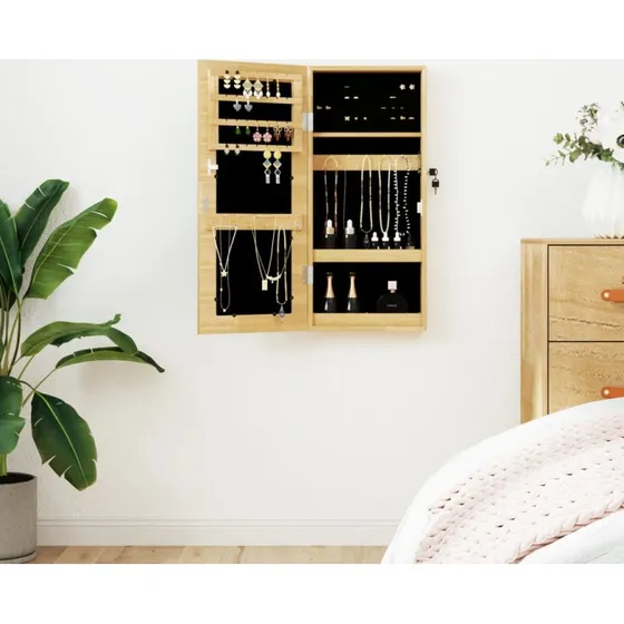 Vghngt smykkeskab med spejl 30x8,5x67 cm